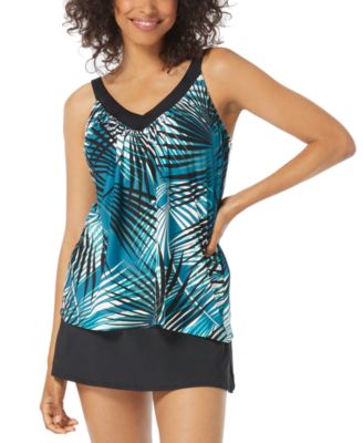 Coco Reef Printed V Neck Bra Sized Tankini Top Bottoms Women's Swimsuit