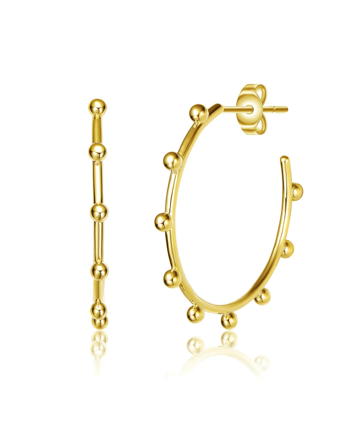 14K Gold Plated Open Hoop Earrings - Gold