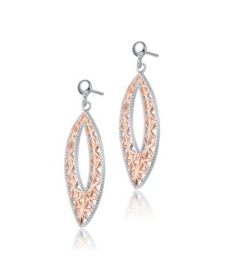 Elegant Sterling Silver Two-Tone Dangling Earrings