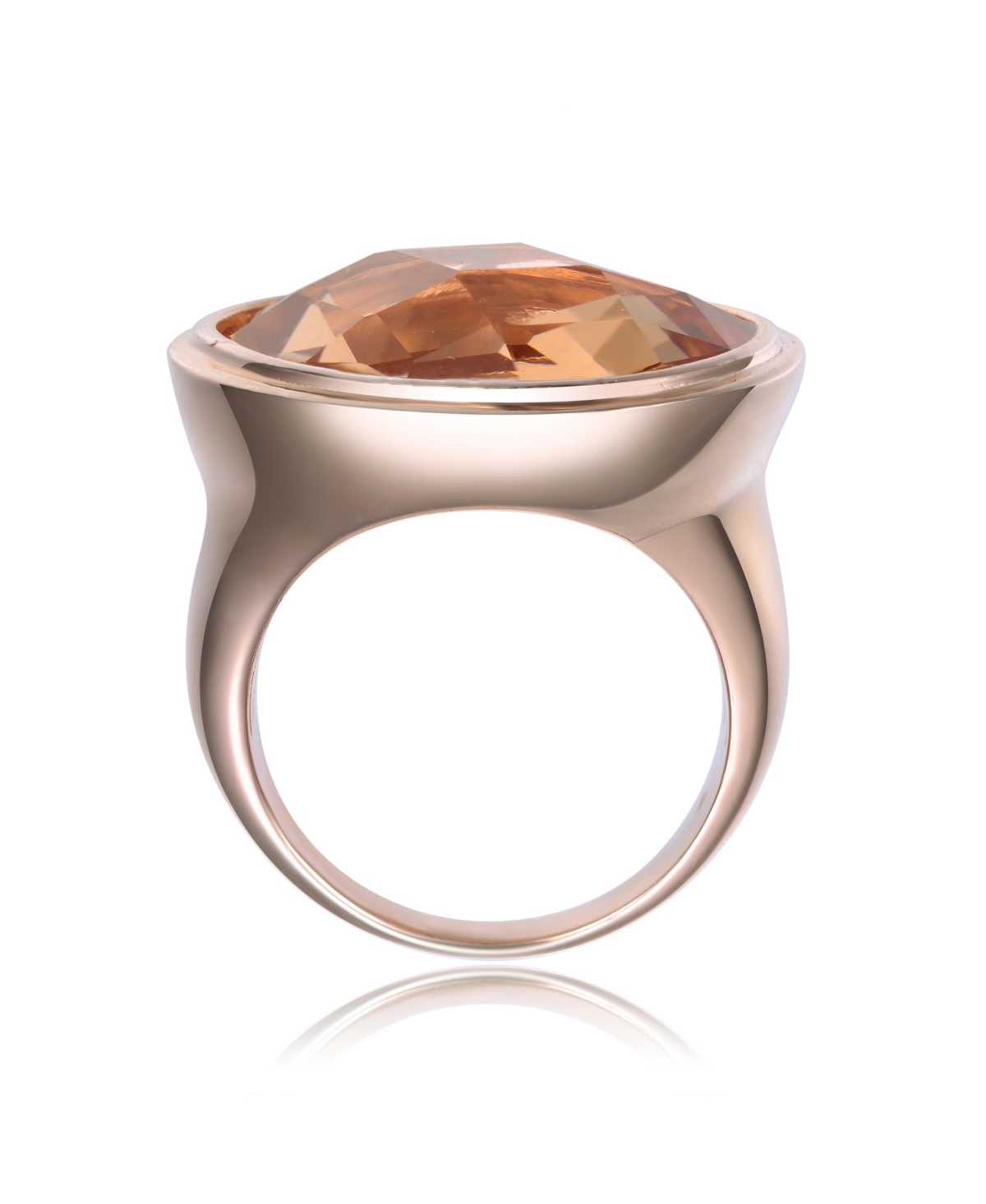 Genevive Sterling Silver 18K Rose Gold PlatedCubic Zirconia Solitaire Ring - Pink