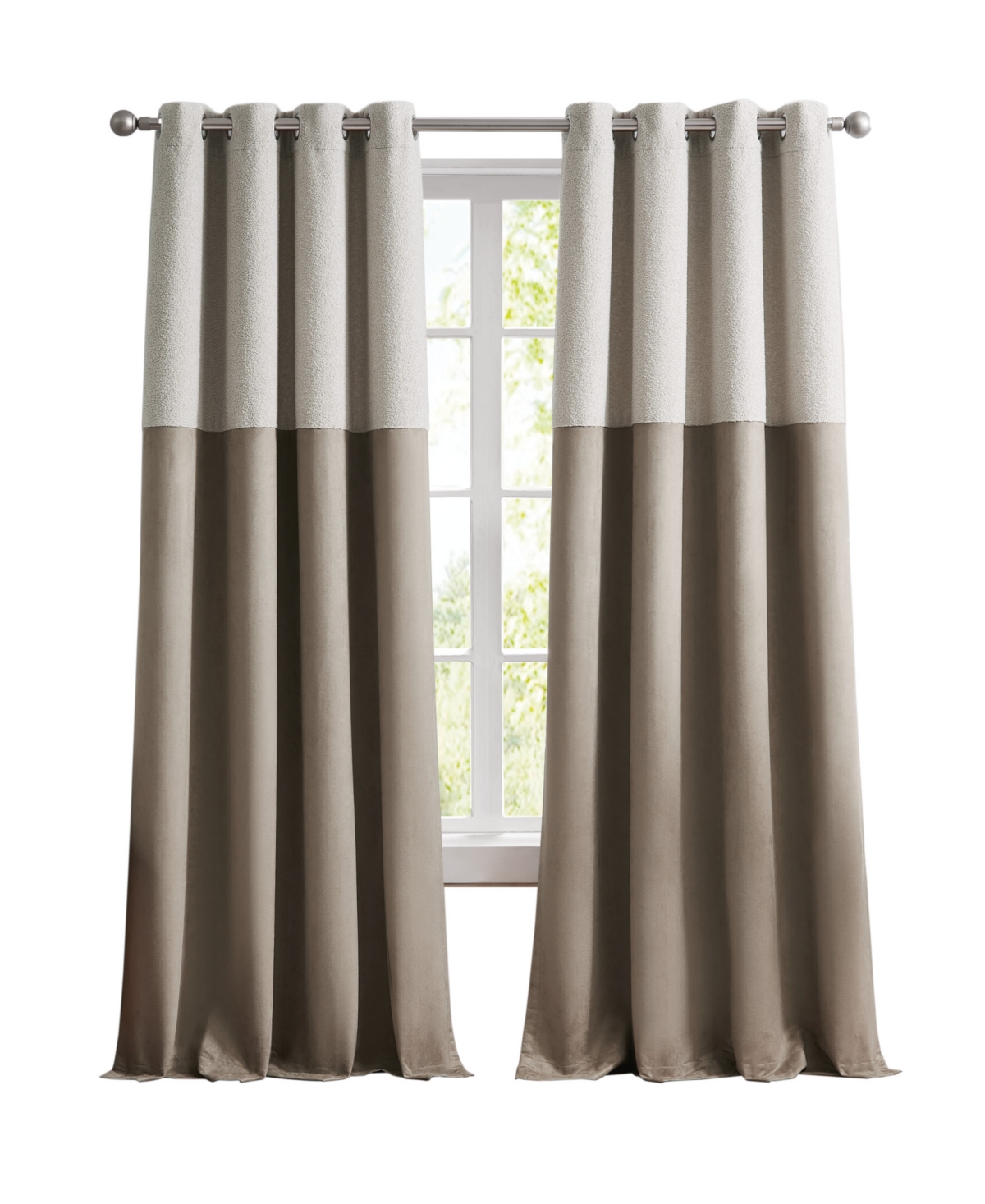 G.h. Bass & Co. Canyon Sherpa 84" Grommet Room Darkening Lined Set, 2 Panels In Oatmeal