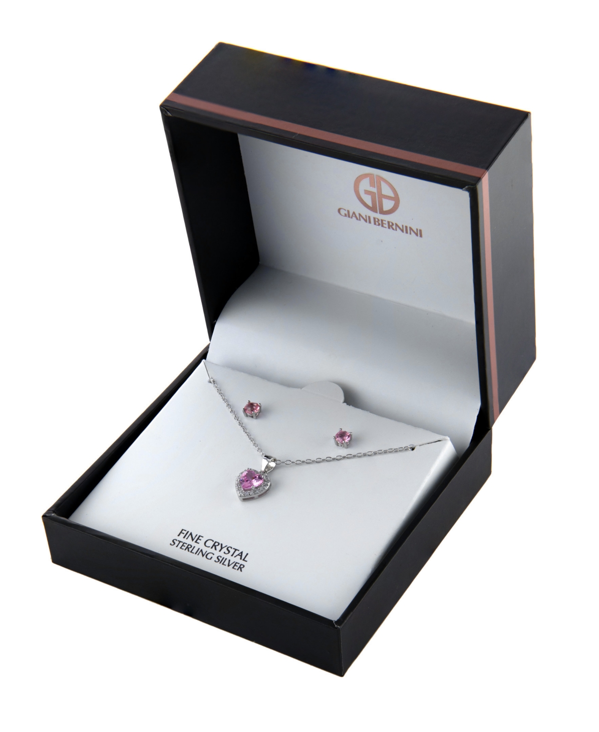 Gianni Bernini 2-Piece Crystal and Cubic Zirconia Heart Ball Stud Necklace Set (1.37 ct. t.w.) - Sterling Silver