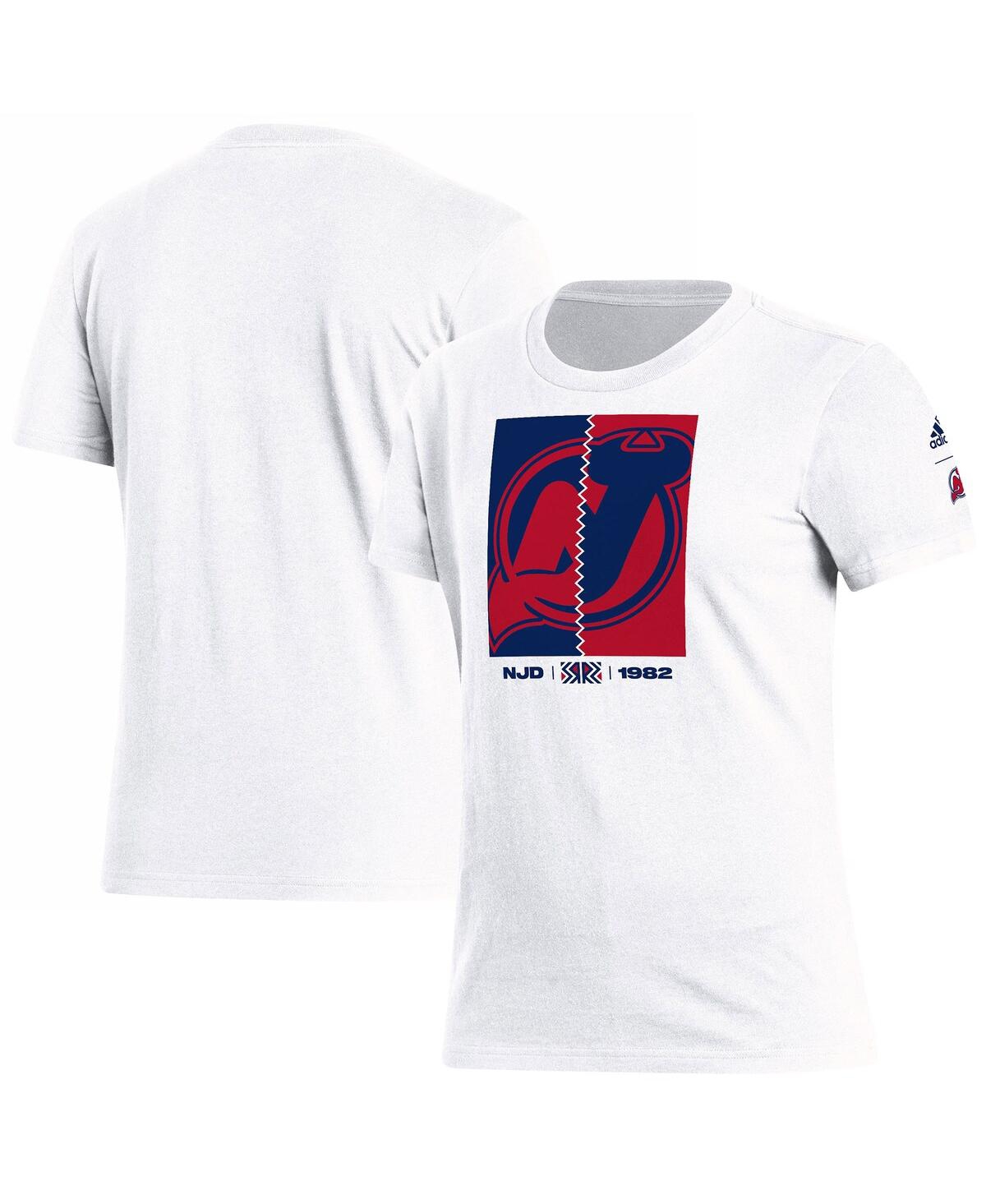 Shop Adidas Originals Women's Adidas White New Jersey Devils Reverse Retro 2.0 Playmaker T-shirt