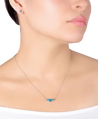 Gianni Bernini 2-Piece Crystal Frontal Stud Necklace Set (1.35 ct. t.w.) in Sterling Silver