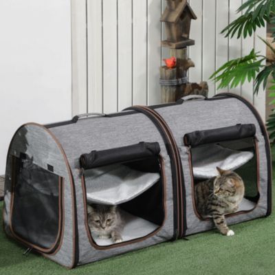 Large Portable Double Pet Carrier Kennel Bag Oxford Travel Car Seat