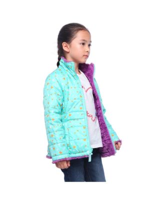 Girls Reversible Sherpa Fleece Puffer Jacket