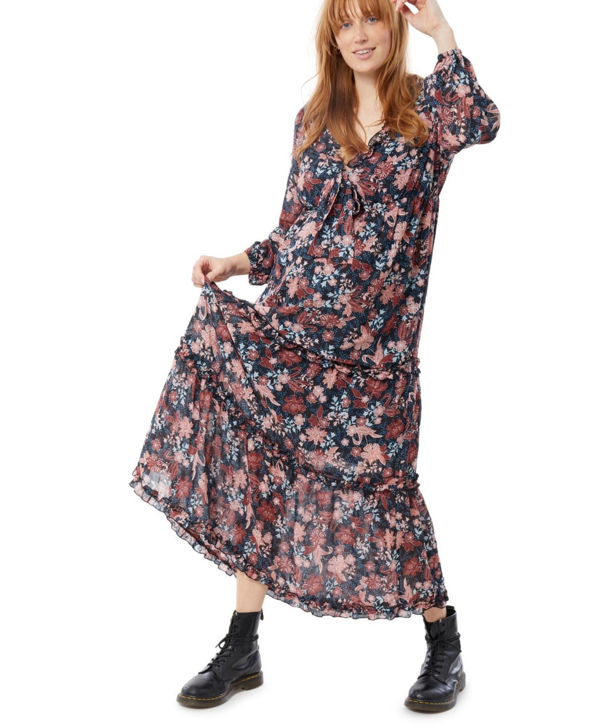 Ingrid & Isabel Tie Front Tiered Maxi Dress In Paisley