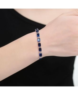 Sterling Silver Blue Cubic Zirconia Tennis Bracelet