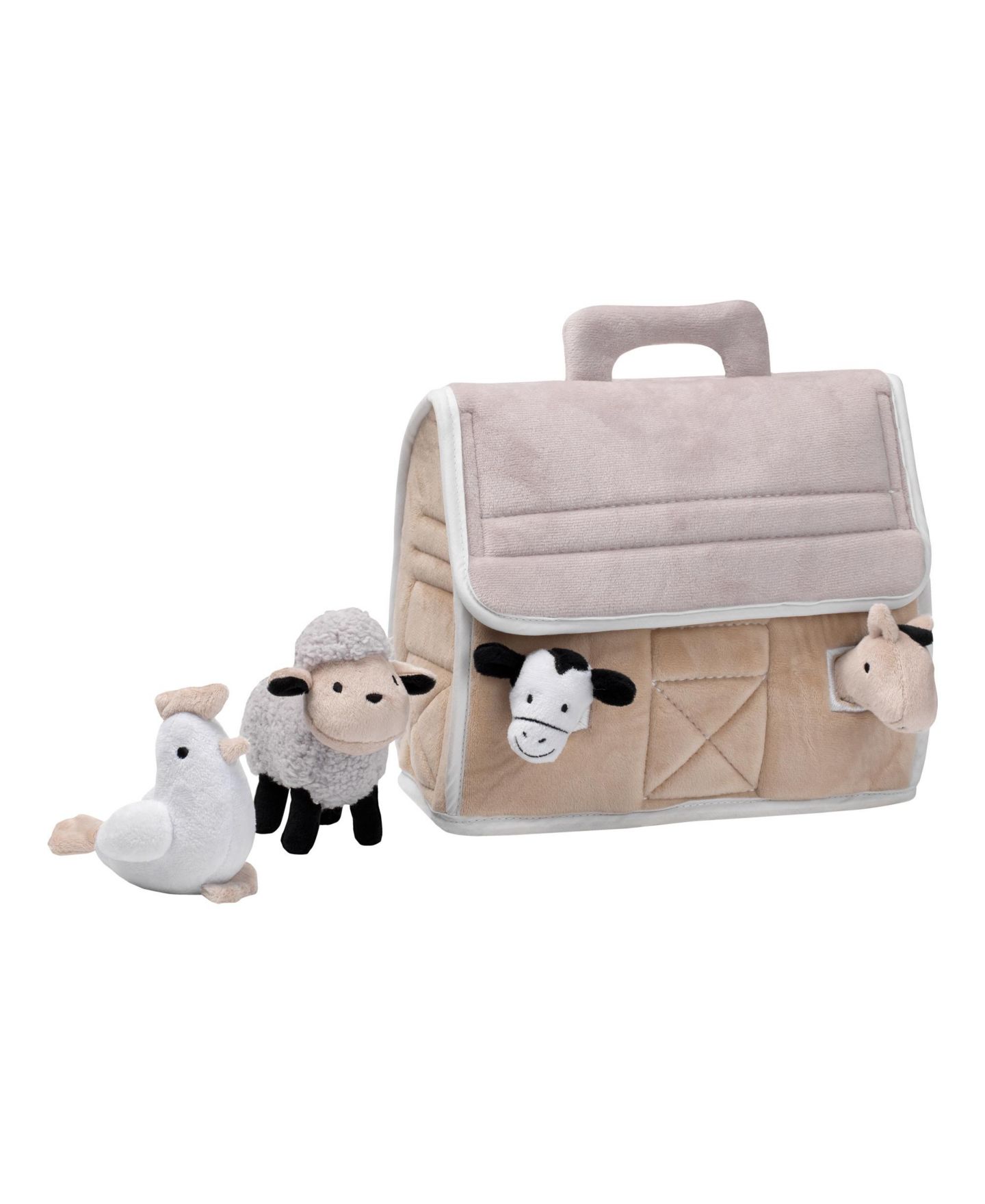 Детские мягкие игрушки Lambs & Ivy Farm Animals Plush Barn, 5-Piece Set, цвет: Серо-коричневый — фото 1