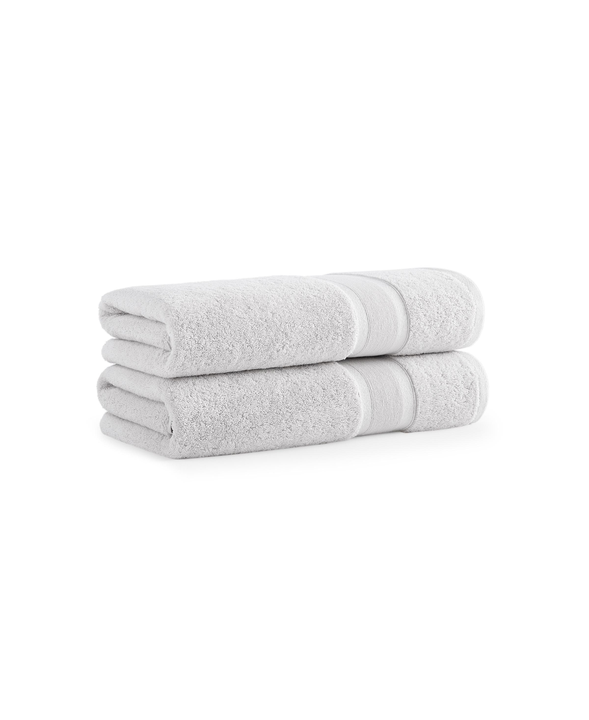 Aston and Arden Aegean Eco-Friendly Recycled Turkish Bath Towels (2 Pack), 30x60, 600 Gsm, Solid Color with Weft Woven Stripe Dobby, 50% Recycled, 50%