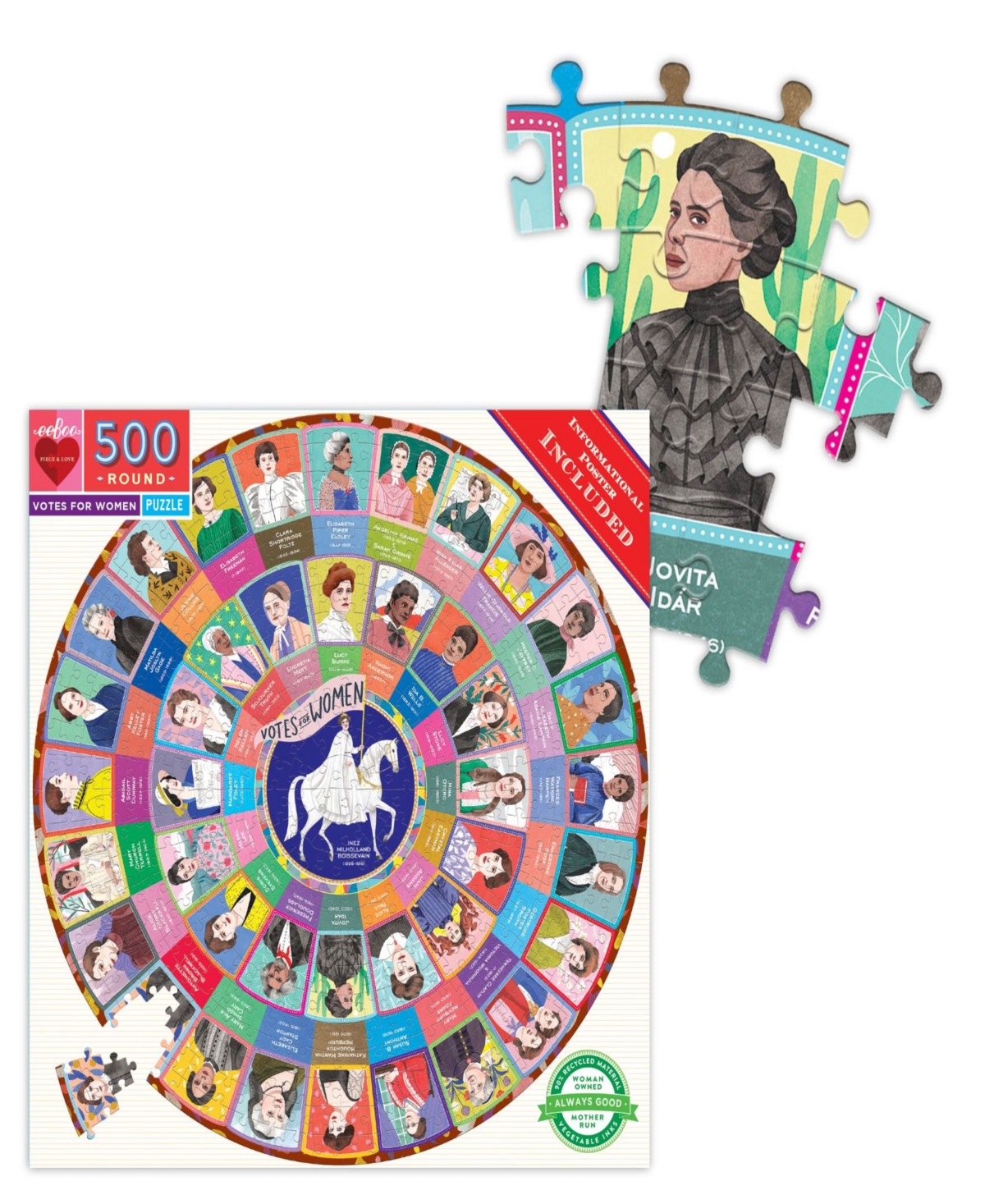 Shop Eeboo Piece Love Votes For Women 500 Piece Round Circle Jigsaw Puzzle Set In Multi