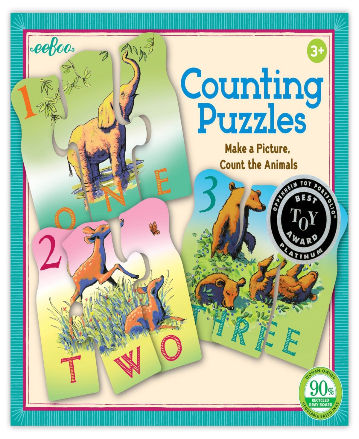 Shop Eeboo Animal Counting 30 Piece Puzzle Set In Multi