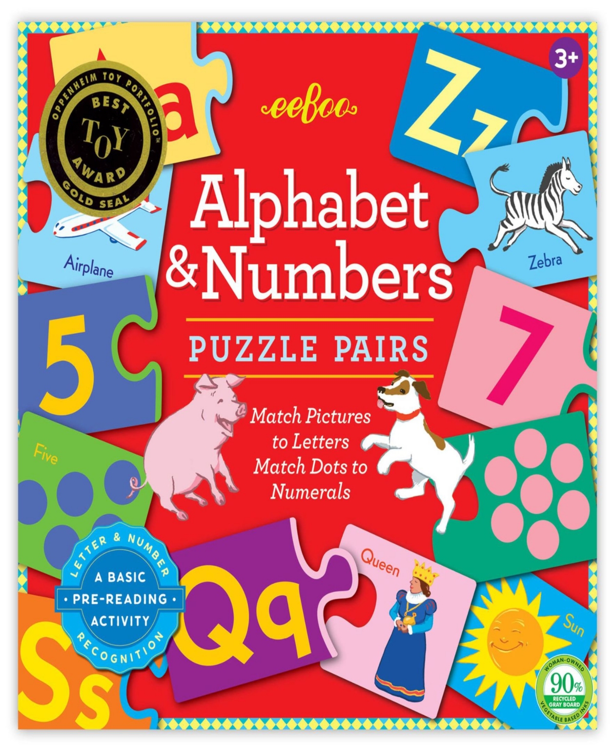 Shop Eeboo Alphabet Numbers 72-piece Puzzle Pairs Set In Multi