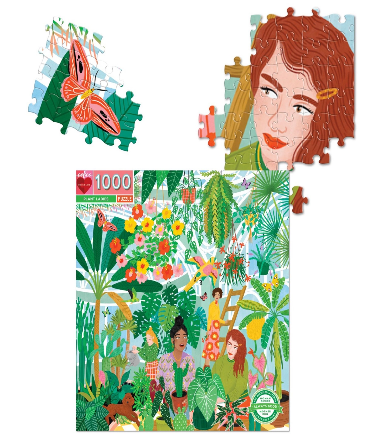 Eeboo Piece And Love Plant Ladies 1000 Piece Square Adult Jigsaw Puzzle Set In Multi