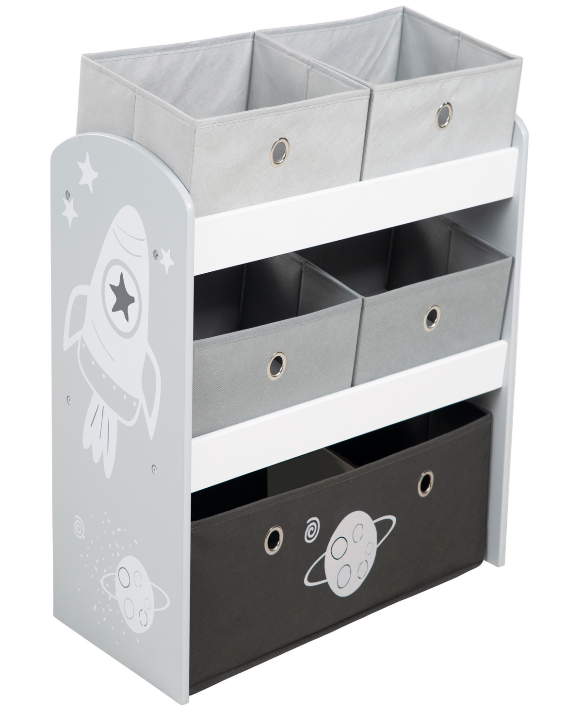 Roba-kids Play Shelf Stars Children's Multi Bin Toy Organizer Shelf Storage Cabinet With Fabric Boxes Set, 6 P