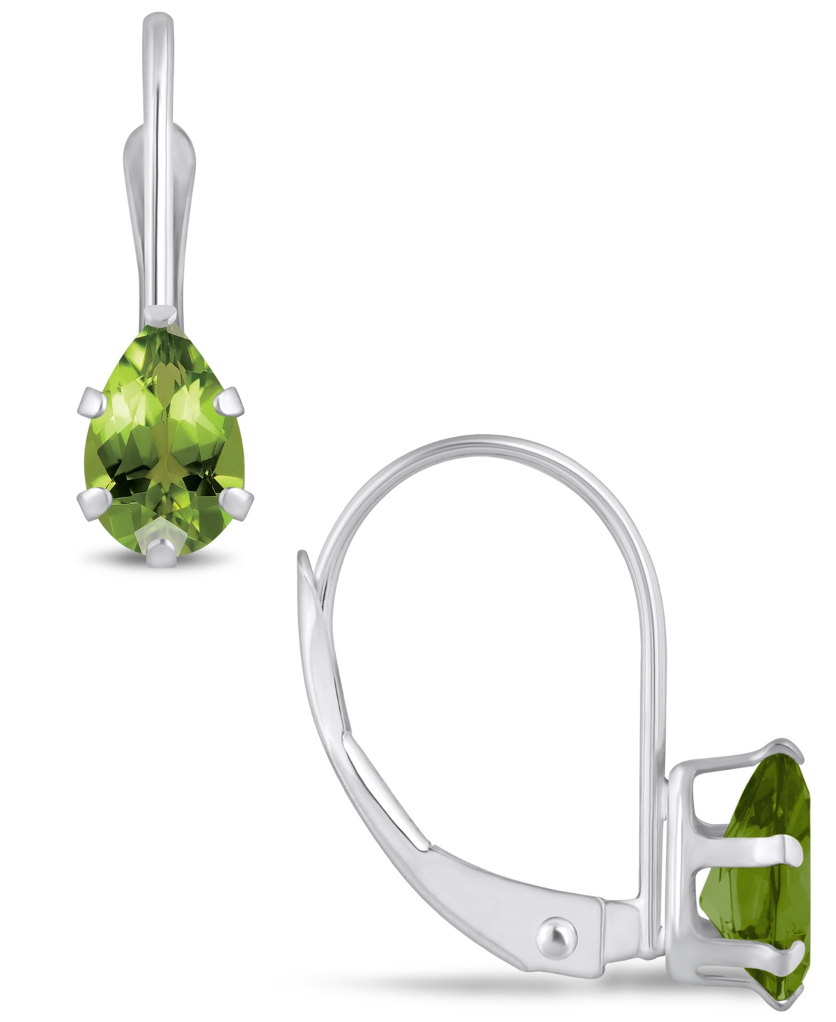 Macy's Gemstone Leverback Earrings In 10k White Gold In Peridot