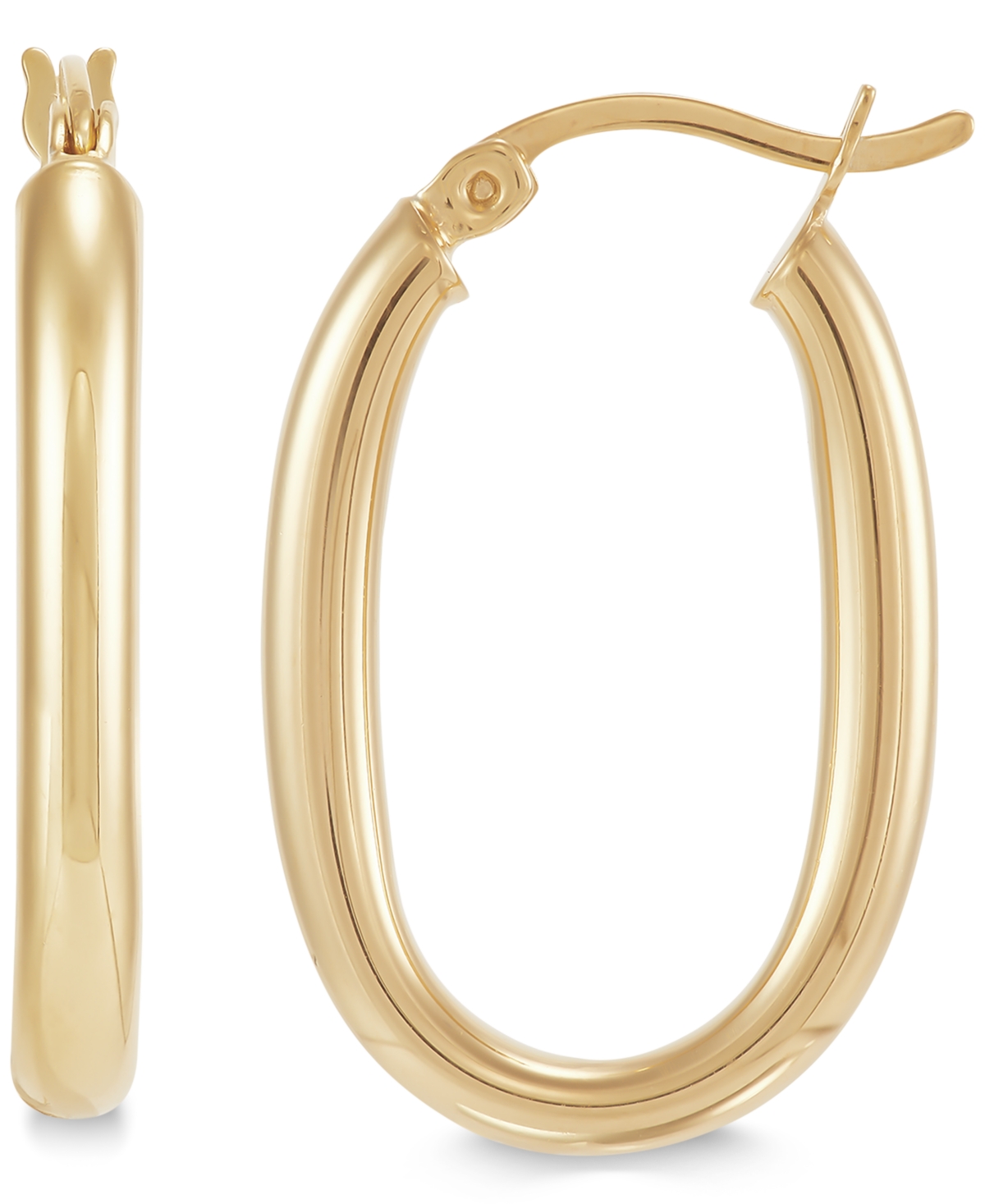 Giani Bernini Polished Oval Tube Small Hoop Earrings 25mm, Created For Macy's In Gold Over Silver