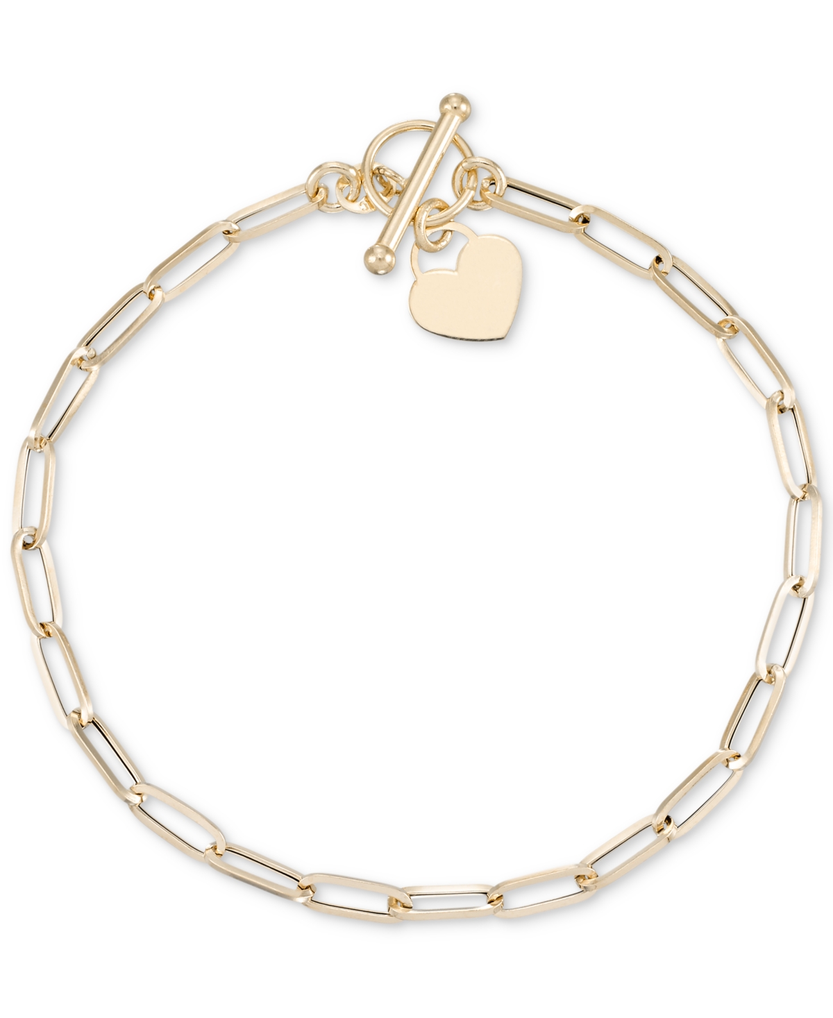 Macy's Heart Tag Paperclip Link Toggle Bracelet In 10k Gold
