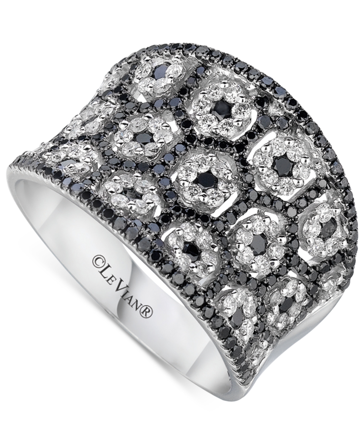 Le Vian Blackberry Diamond (3/4 Ct. T.w.) & Vanilla Diamond (3/4 Ct. T.w.) Concave Statement Ring In 18k Whi In K Vanilla Gold Ring