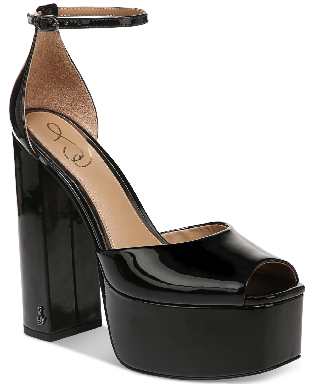 Shop Sam Edelman Womens Kori Ankle Strap Platform Dress Sandals In Black Patent