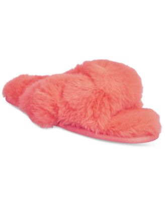 Jenni - Women's Faux Fur Solid Crossband Slippers
