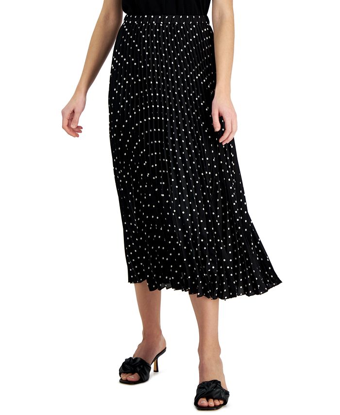 Anne Klein Dot Print Chiffon Pull On Pleated Skirt Macy s