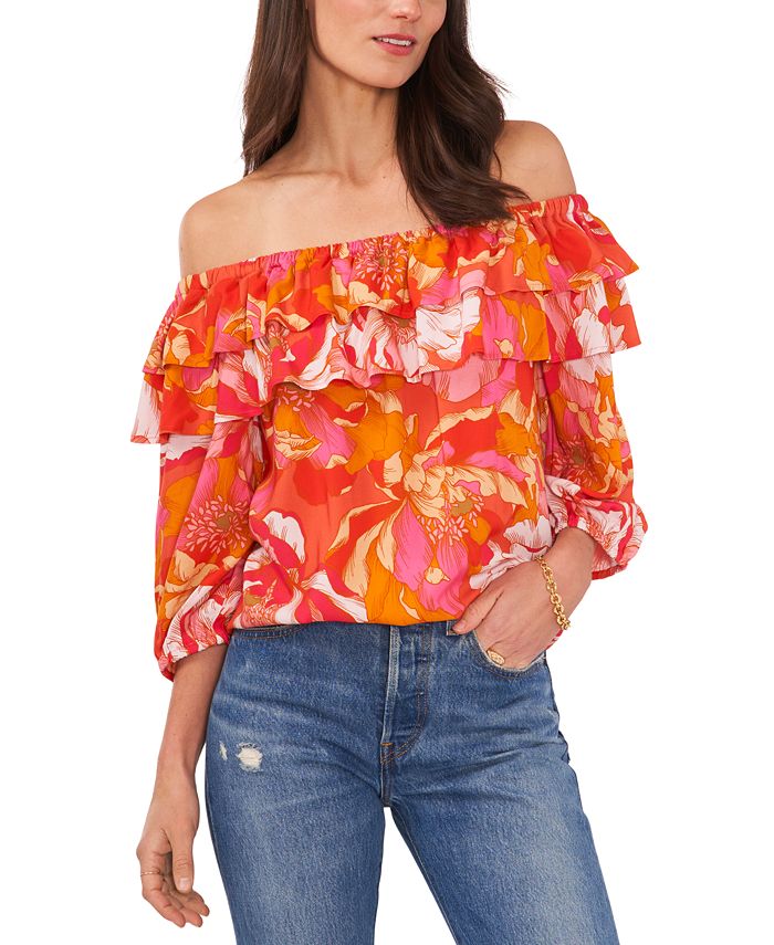 Vince camuto ruffle sales off the shoulder top