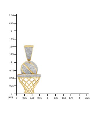 Men's Diamond Pav&eacute; Basketball & Net (3/4 ct. t.w.) in 14k Gold-Plated Sterling Silver