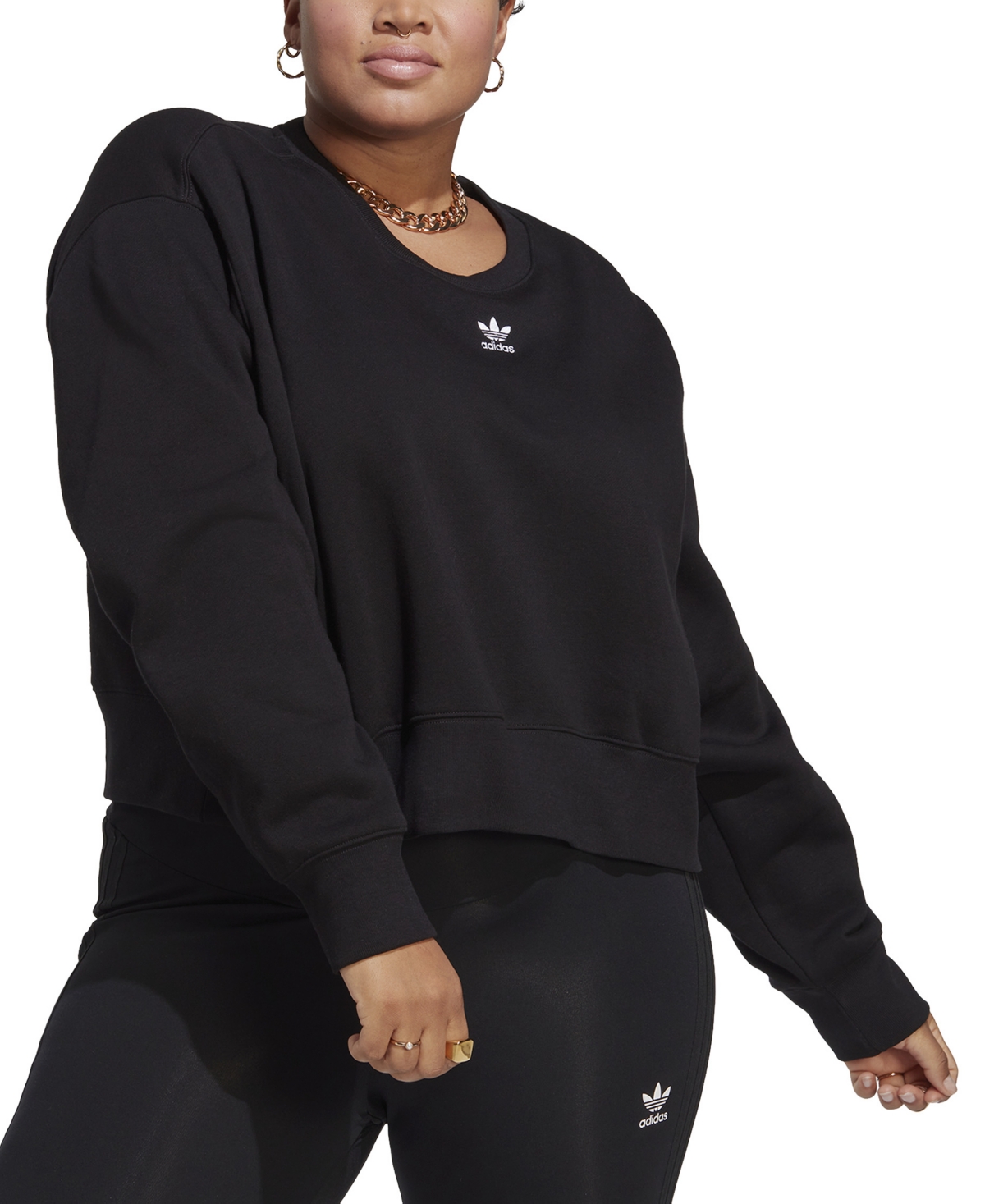 Shop Adidas Originals Originals Plus Size Adicolor Essentials Crew Sweatshirt In Black