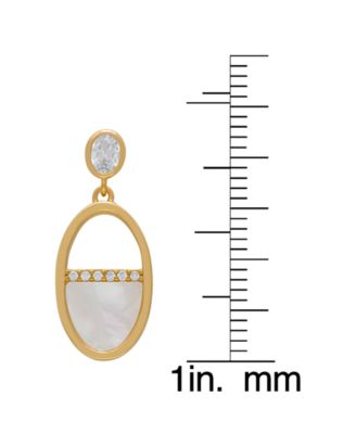 Mother of Pearl and Cubic Zirconia Oval Drop Earrings