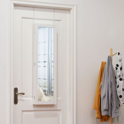 Wall Door Mounted Mirrored Jewelry Cabinet Storage Organizer