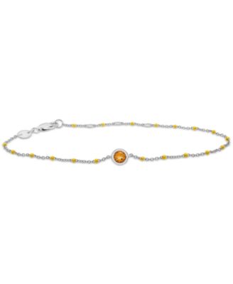 Aquamarine (1/5 ct. t.w.) & Enamel Bead Link Bracelet in Sterling Silver (Also in Additional Gemstones)