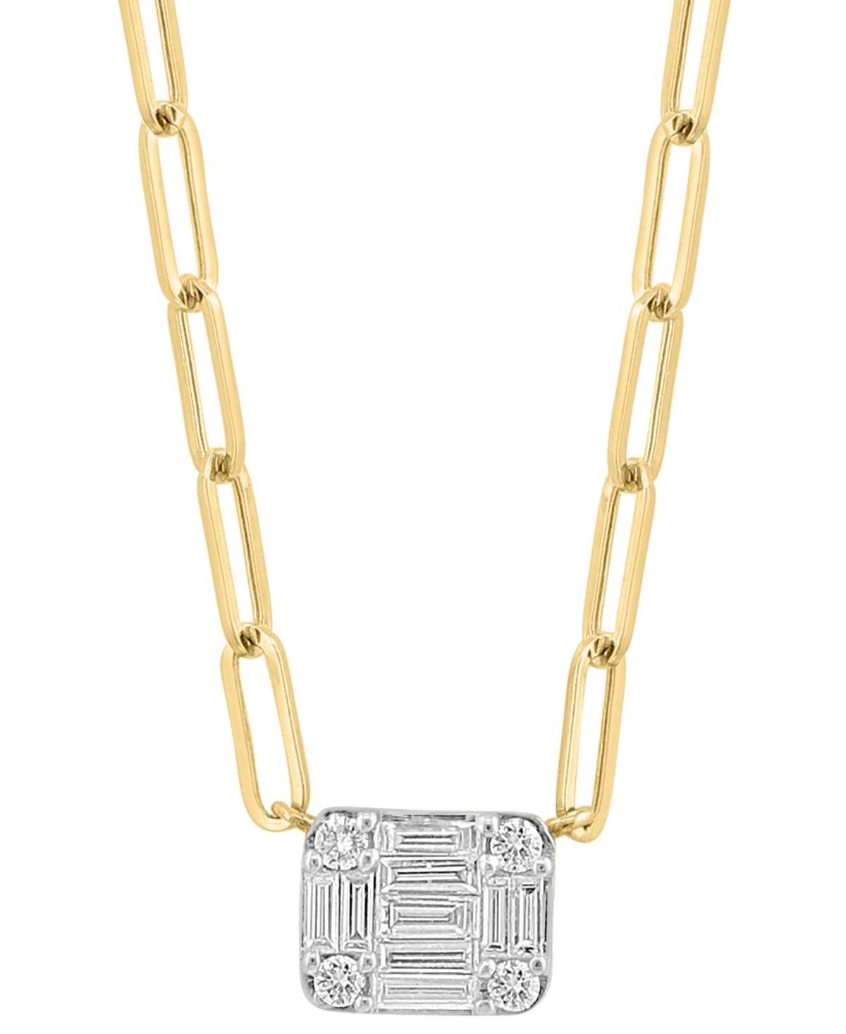 Effy Collection Effy Diamond Baguette & Round Cluster Pendant Necklace (3/8 Ct. T.w.) In 14k Gold, 16-3/4" + 1-1/4"