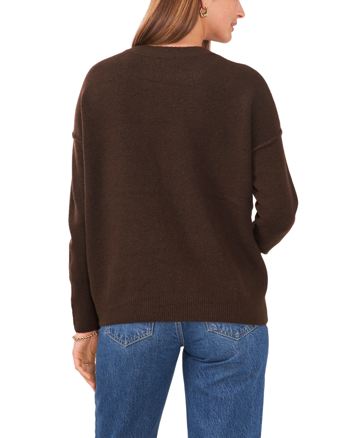 Vince Camuto Cozy Long Sleeve Extend Shoulder Sweater In Brown