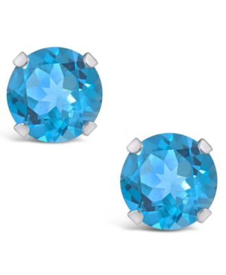 Gemstone Stud Earrings in 10k White Gold