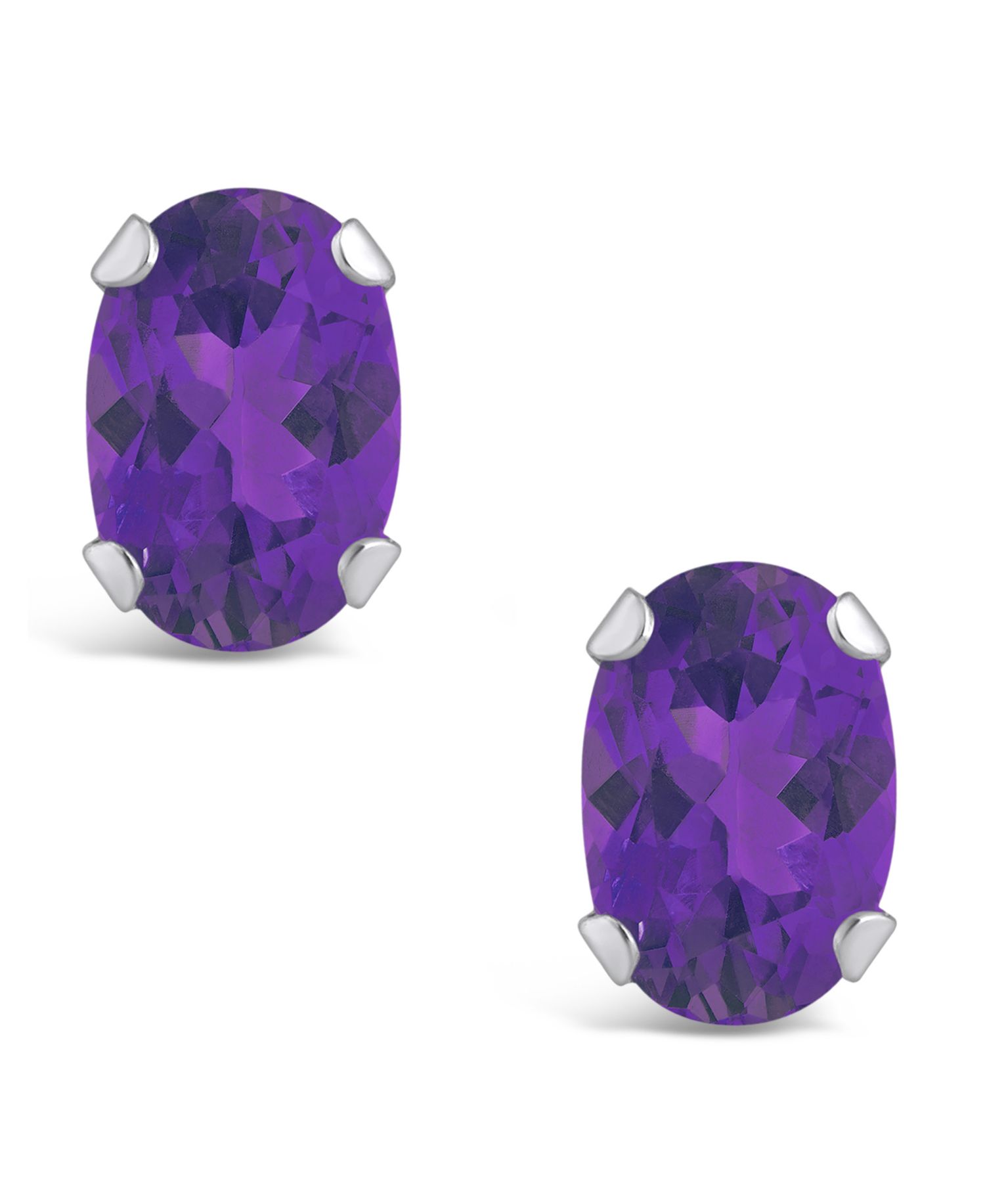 Gemstone Stud Earrings in 10k White Gold
