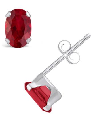Gemstone Stud Earrings in 10k White Gold