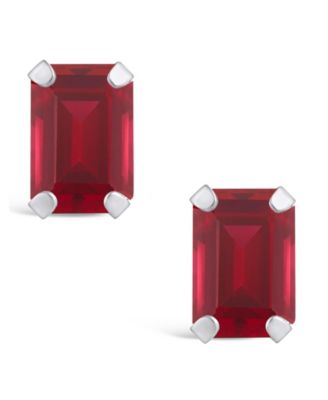 Gemstone Stud Earrings in 10k White Gold