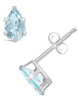 Gemstone Stud Earrings in 10k White Gold