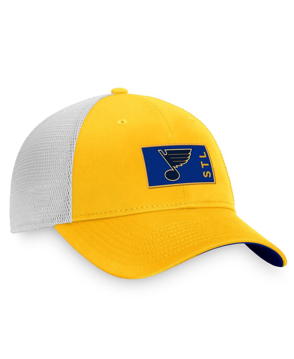 Shop Fanatics Men's  Gold, White St. Louis Blues Authentic Pro Rink Trucker Snapback Hat In Gold,white