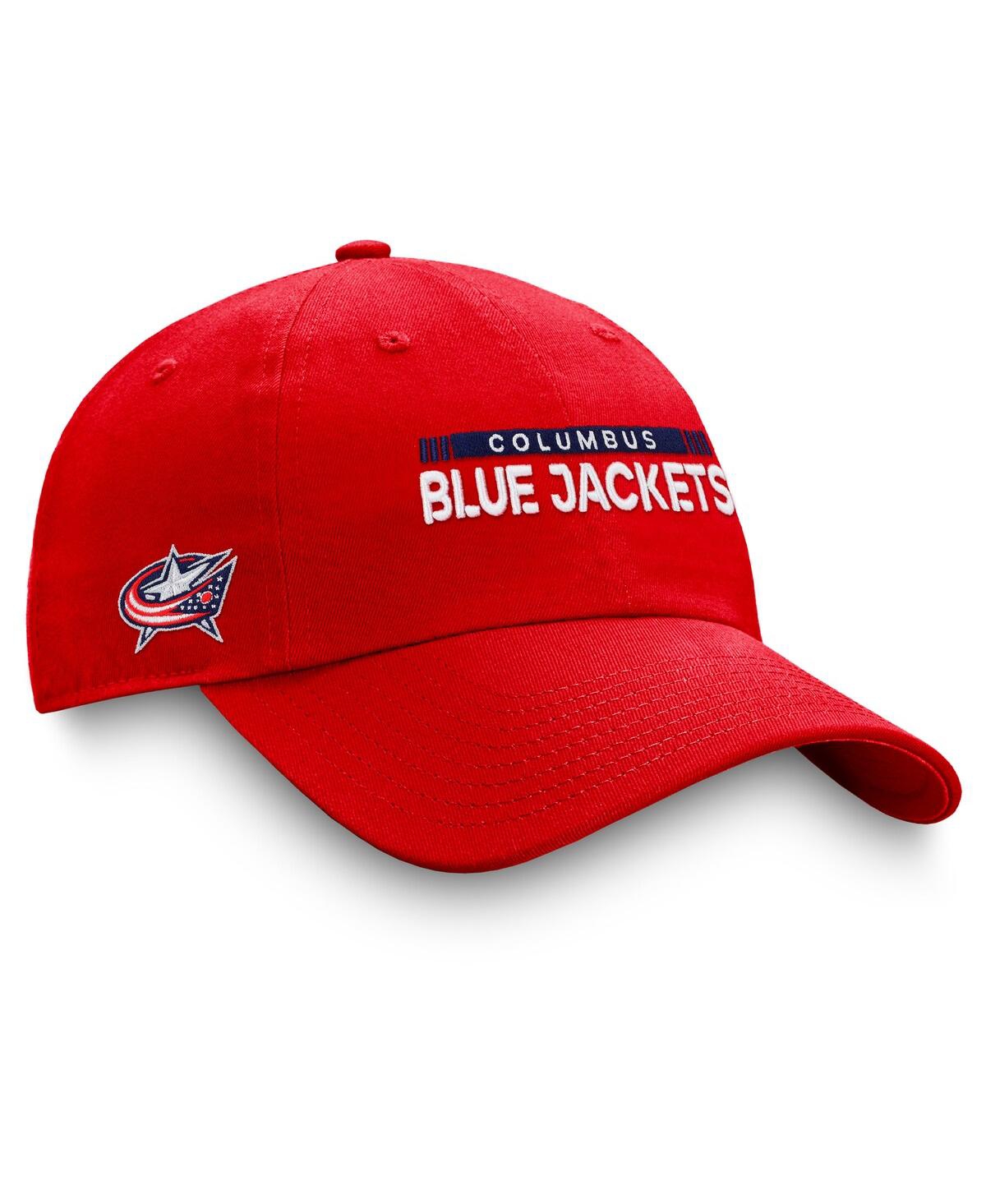 Shop Fanatics Men's  Red Columbus Blue Jackets Authentic Pro Rink Adjustable Hat