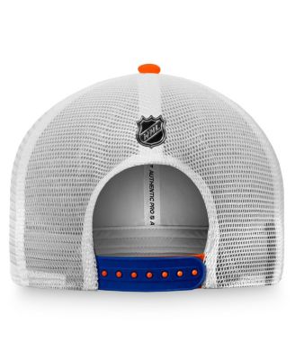 Men's Orange, White New York Islanders Authentic Pro Rink Trucker Snapback Hat