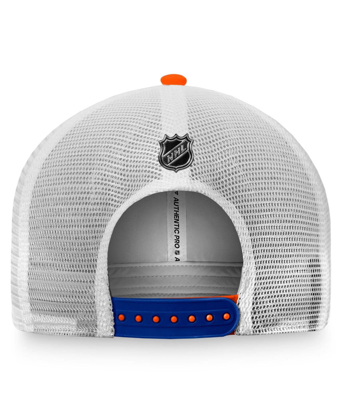 Fanatics Branded Orange/white New York Islanders Authentic Pro Rink Trucker Snapback Hat In Orange,white