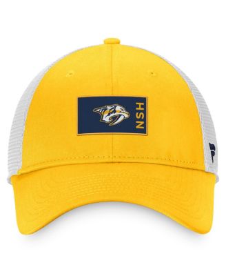 Men's Gold, White Nashville Predators Authentic Pro Rink Trucker Snapback Hat