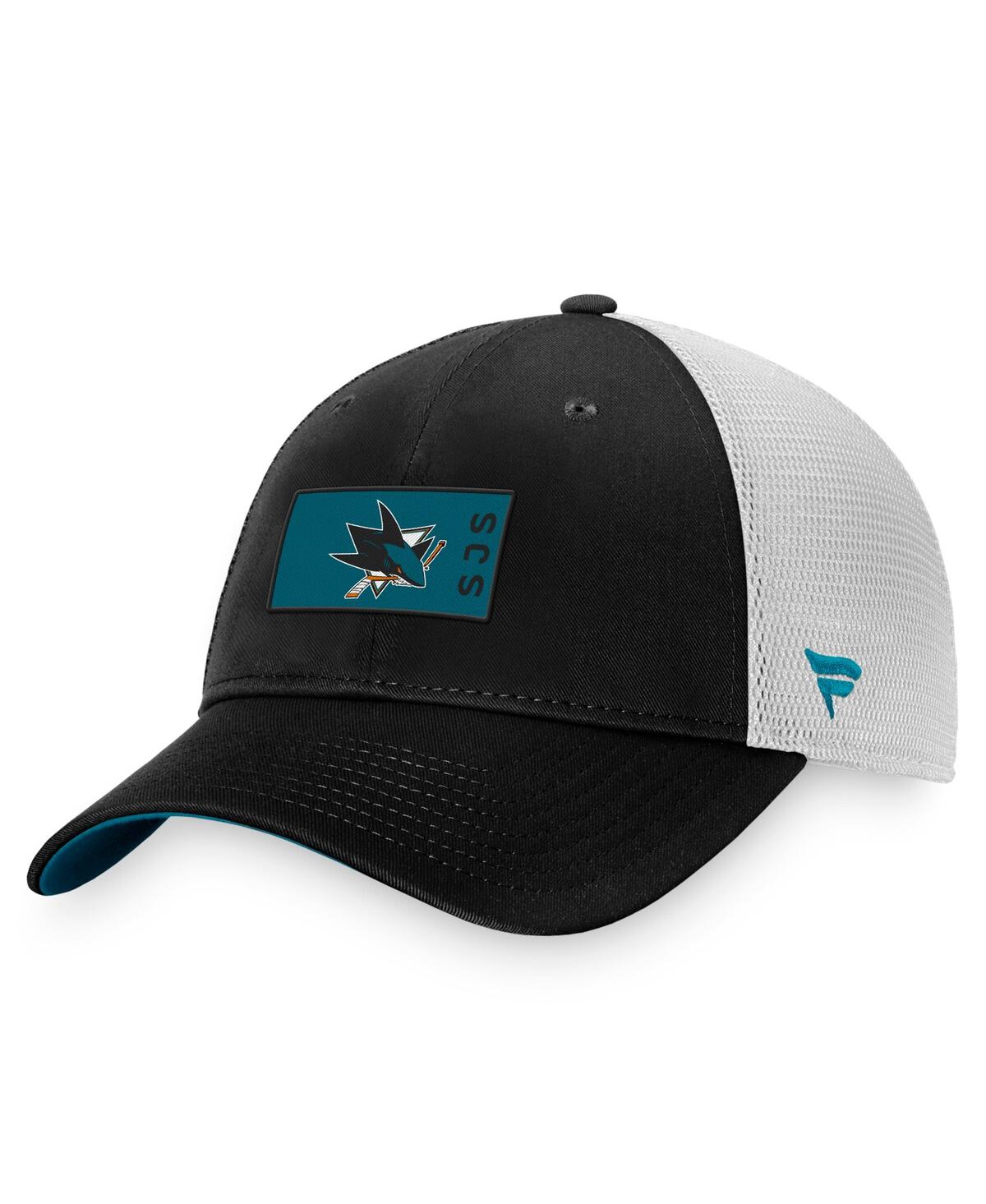 Shop Fanatics Men's  Black, White San Jose Sharks Authentic Pro Rink Trucker Snapback Hat In Black,white