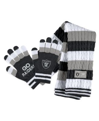 Women's Las Vegas Raiders Striped Scarf and Gloves Set
