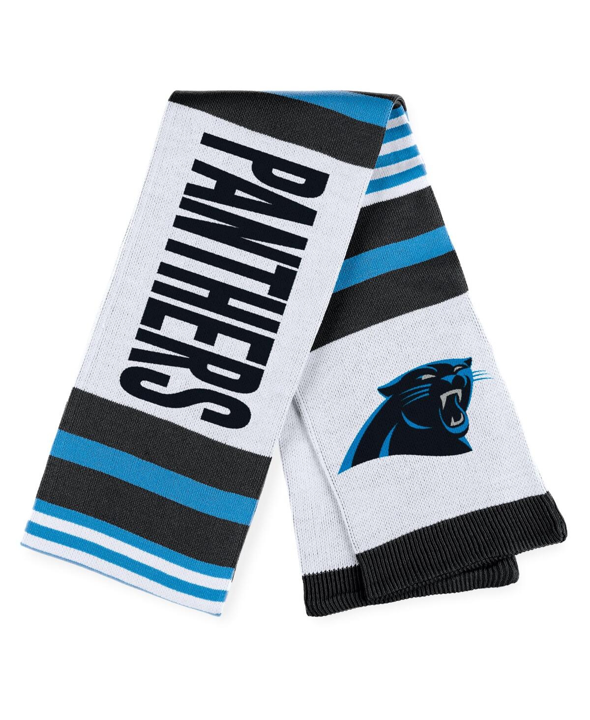 Wear By Erin Andrews Women's  Carolina Panthers Jacquard Striped Scarf In White,black