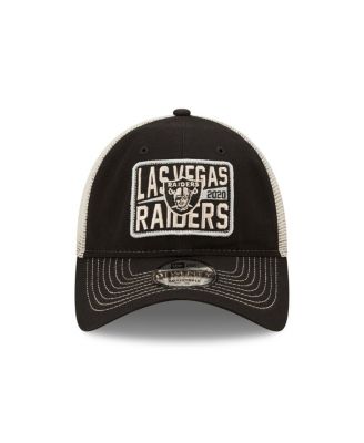 Men's Black and Natural Las Vegas Raiders Devoted Trucker 9TWENTY Snapback Hat