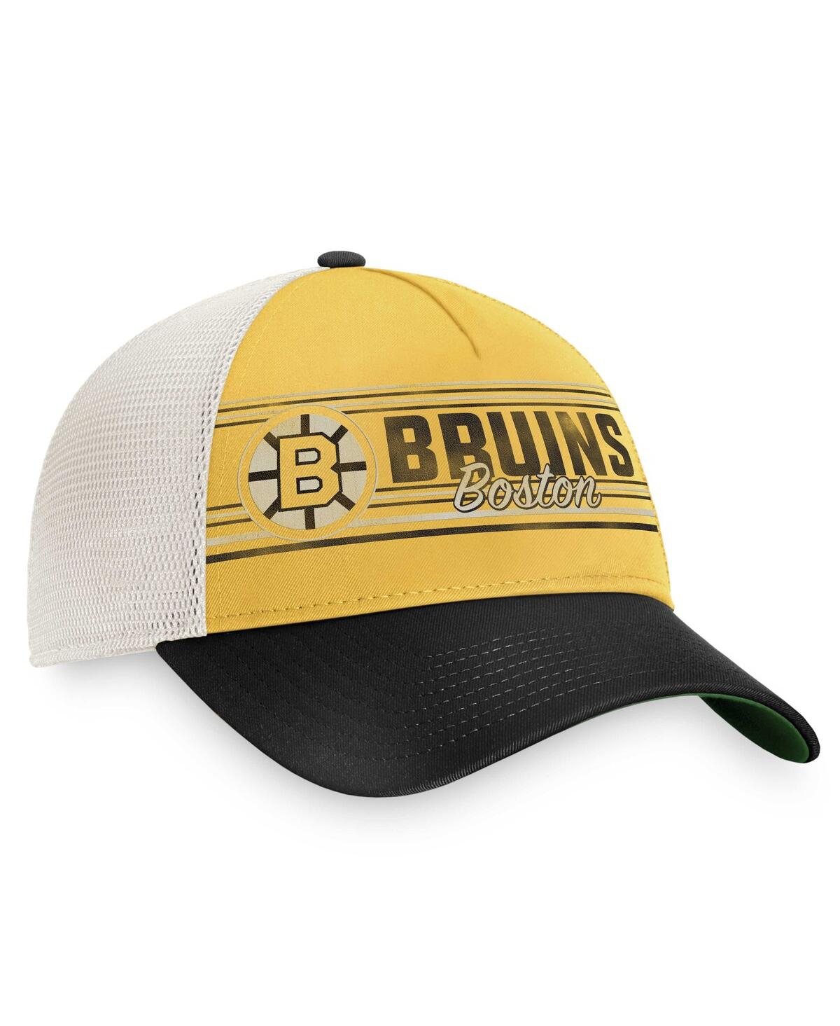 Fanatics Men's  Gold, Black Boston Bruins True Classic Retro Trucker Snapback Hat In Gold,black