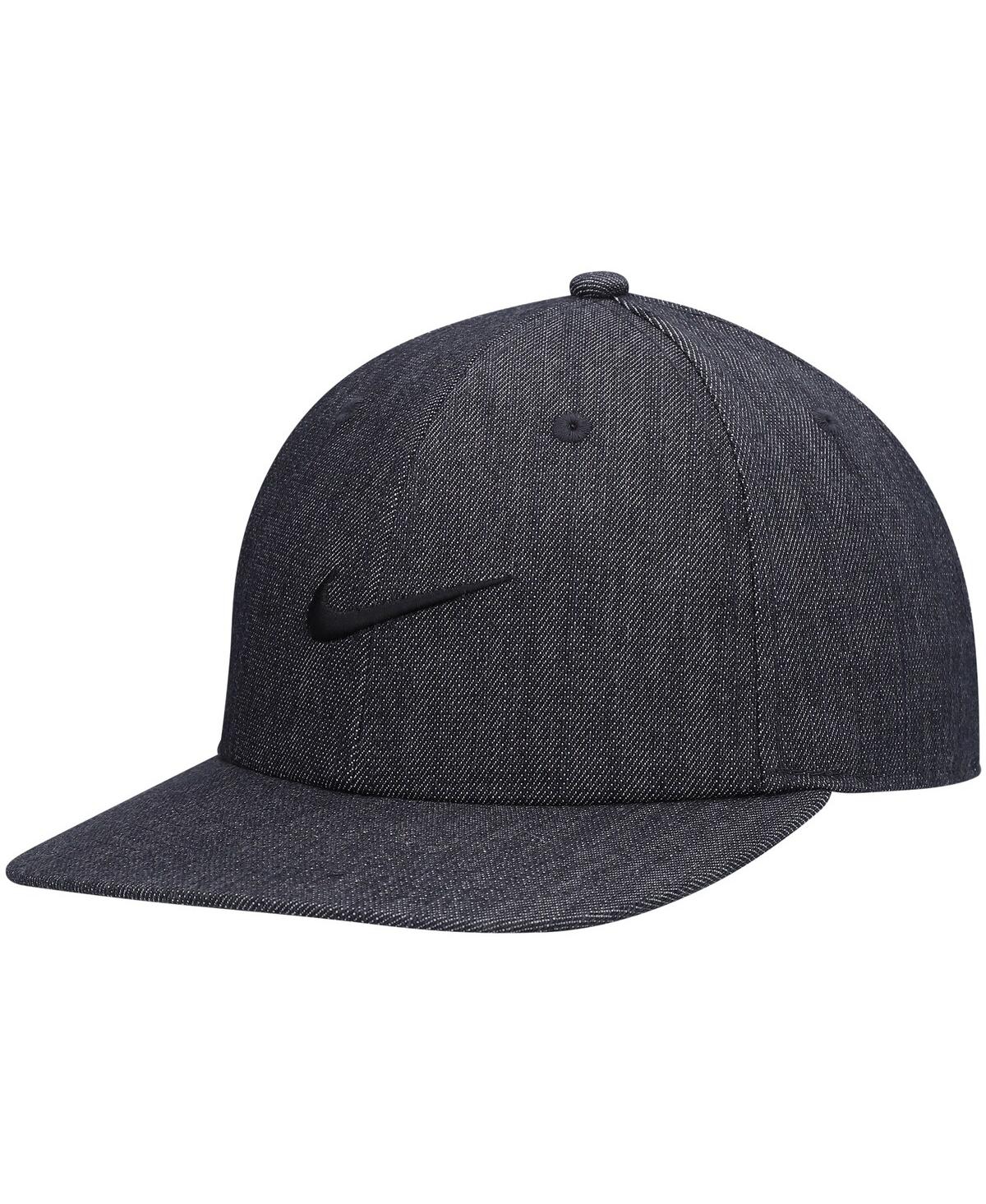 Nike Men's  Skateboard Heathered Black Faux Denim Snapback Hat In Heathered Black
